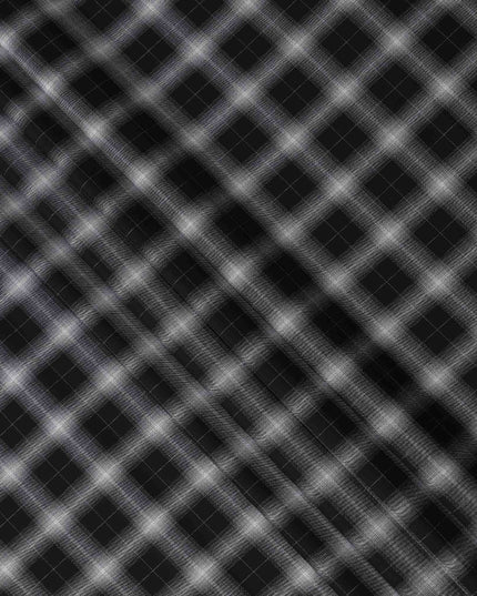 Black and White Shadow Check Cotton Shirting Fabric, 150 Cms Width, Made in India-D26161