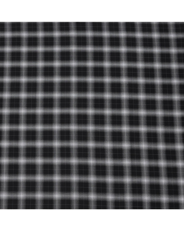 Black and White Shadow Check Cotton Shirting Fabric, 150 Cms Width, Made in India-D26161