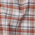 White, Rust, and Grey Tartan Check Cotton Shirting Fabric, 150 Cms Width, Made in India-D26159