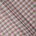 White, Rust, and Grey Tartan Check Cotton Shirting Fabric, 150 Cms Width, Made in India-D26159