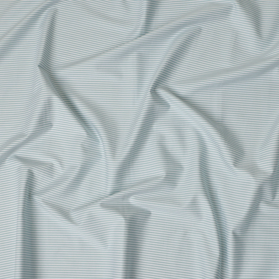 Mint Green White Striped Blended Cotton Shirting Fabric Soft Woven Fine Stripe Design Breathable Apparel Material 150 Cms Width Made in India-D27425 Regal Fabrics