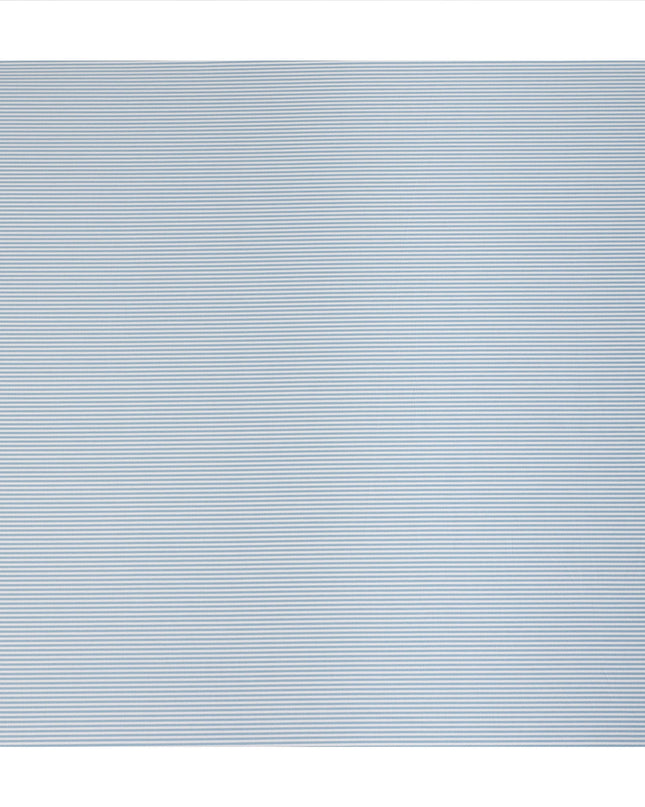 Light Blue White Striped Blended Cotton Shirting Fabric Soft Woven Fine Stripe Design Breathable Apparel Material 150 Cms Width Made in India-D27426