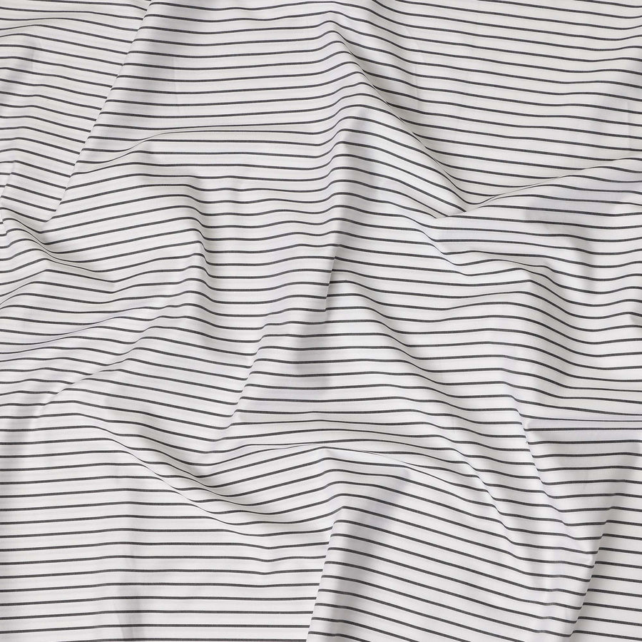 White Black Striped Blended Cotton Shirting Fabric Soft Woven Pattern Breathable Apparel Textile 150 Cms Width Made in India-D27421 Regal Fabrics