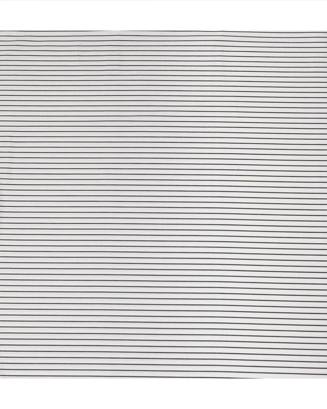 White Black Striped Blended Cotton Shirting Fabric Soft Woven Pattern Breathable Apparel Textile 150 Cms Width Made in India-D27421