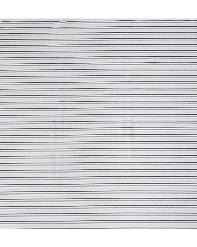 White Grey Striped Blended Cotton Shirting Fabric Soft Woven Linear Design Breathable Apparel Material 150 Cms Width Made in India-D27422
