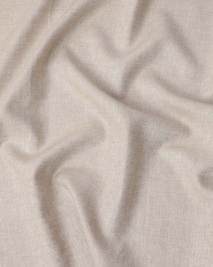 Beige Dobby Textured Linen Shirting Fabric, 150 Cms Width, Made in India-D26151