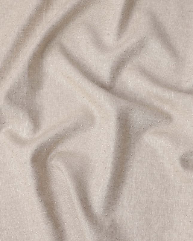 Beige Dobby Textured Linen Shirting Fabric, 150 Cms Width, Made in India-D26151