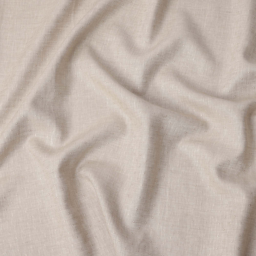Beige Dobby Textured Linen Shirting Fabric, 150 Cms Width, Made in India-D26151