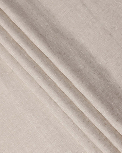 Beige Dobby Textured Linen Shirting Fabric, 150 Cms Width, Made in India-D26151