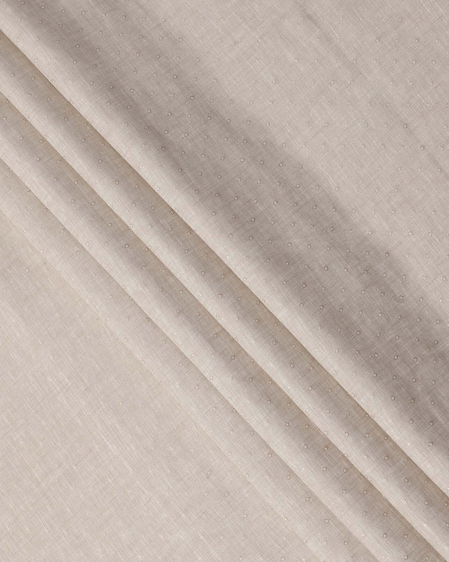 Beige Dobby Textured Linen Shirting Fabric, 150 Cms Width, Made in India-D26151