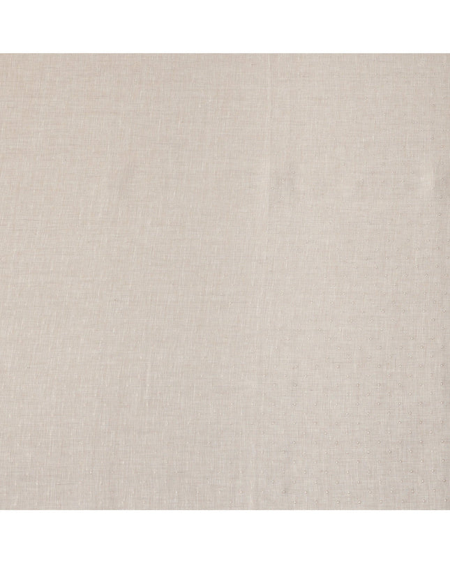 Beige Dobby Textured Linen Shirting Fabric, 150 Cms Width, Made in India-D26151