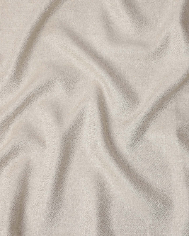 Cream Diamond Weave Textured Linen Shirting Fabric, 150 Cms Width, Made in India-D26152