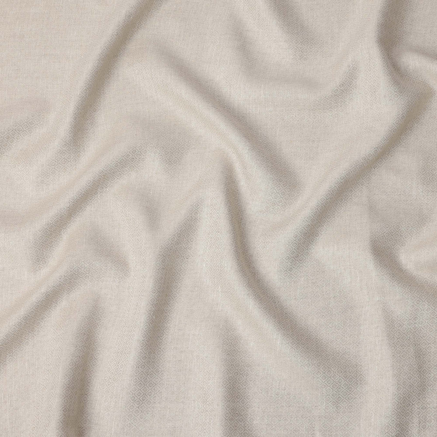 Cream Diamond Weave Textured Linen Shirting Fabric, 150 Cms Width, Made in India-D26152