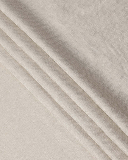 Cream Diamond Weave Textured Linen Shirting Fabric, 150 Cms Width, Made in India-D26152