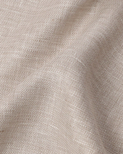 Beige Self Weave Pure Linen Fabric, 150 Cms Width, Made in India-D26155