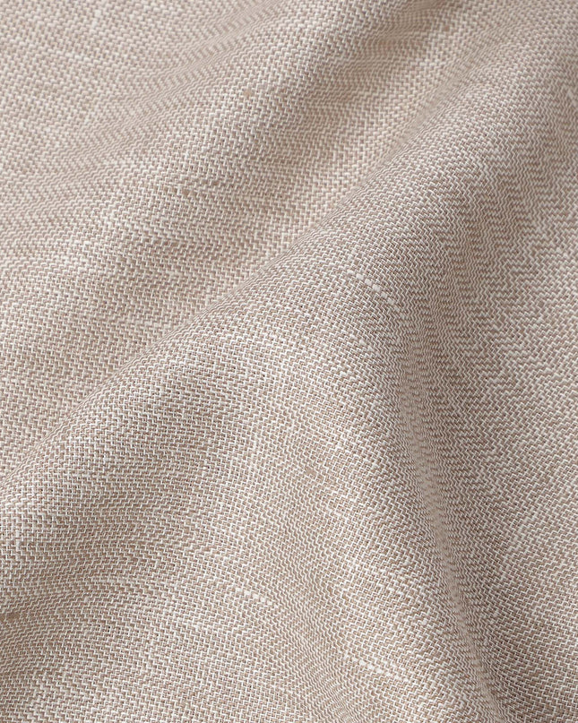 Beige Self Weave Pure Linen Fabric, 150 Cms Width, Made in India-D26155