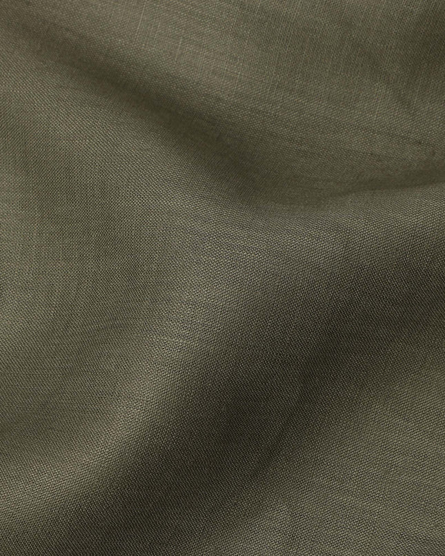 Olive Green Solid Plain Pure Linen Fabric Soft Breathable Lightweight Natural Linen Cloth for Apparel Sewing Craft Dressmaking Material 150 Cms Width Premium Quality Indian Origin Linen Fabric-D28475