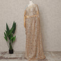 Champagne Gold Premium French Metallic Chantilly Lace Saree with Stone Work, Width 110 Cms, 5.5 Mtrs, France-D25592
