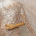 Champagne Gold Premium French Metallic Chantilly Lace Saree with Stone Work, Width 110 Cms, 5.5 Mtrs, France-D25592