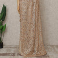 Champagne Gold Premium French Metallic Chantilly Lace Saree with Stone Work, Width 110 Cms, 5.5 Mtrs, France-D25592