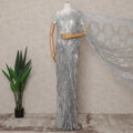 Silver French Chantilly Lace Saree | Regal