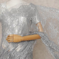 Silver French Chantilly Lace Saree | Regal