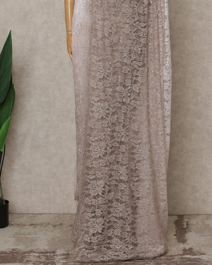 Beige Pink Ombre Premium French Ombre Chantilly Saree Lace with Stone Work, Width 110 Cms, 5.5 Mtrs, France, Imported from France  & Blouse Not Included-D26595 Regal Fabrics
