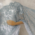 Blue-Grey Ombre Premium French Chantilly Saree Lace with Stone Work, 5.5 Mtrs, Width 110 Cms-D26593
