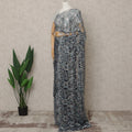 Multicolor Blue Premium French Multi-Tone Chantilly Lace Saree with Stone Work, Width 110 Cms, 5.5 Mtrs, France-D25589