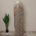 Mocha Brown Premium French Chantilly Lace Saree with Stone Work– 5.5 Meters Fabric Length, Width 110 cm, Imported from France  & Blouse Not Included-D26585