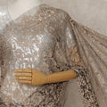 Mocha Brown Premium French Chantilly Lace Saree with Stone Work– 5.5 Meters Fabric Length, Width 110 cm, Imported from France  & Blouse Not Included-D26585