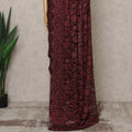 Dusty Maroon Premium French Chantilly Lace Saree with Stone Work – 5.5 Meters Fabric Length, Width 110 cm, Imported from France  & Blouse Not Included-D26590
