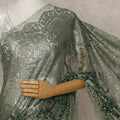 Olive Gold Premium French Metallic Chantilly Lace Saree – 5.5 Meters Fabric Length, Width 110 cm, Imported from France  & Blouse Not Included-D26572 Regal Fabrics