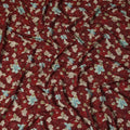 Maroon Blue Floral Printed Viscose Crepe Fabric 110 Cms Width Soft Flowing Lightweight Dress Material India-D27923 Regal Fabrics