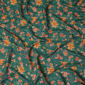Teal Green Orange Floral Printed Viscose Crepe Fabric 110 Cms Width Soft Flowing Lightweight Dress Material India-D27921 Regal Fabrics