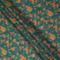 Teal Green Orange Floral Printed Viscose Crepe Fabric 110 Cms Width Soft Flowing Lightweight Dress Material India-D27921 Regal Fabrics