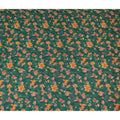 Teal Green Orange Floral Printed Viscose Crepe Fabric 110 Cms Width Soft Flowing Lightweight Dress Material India-D27921 Regal Fabrics