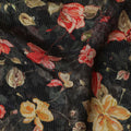 Black Red Yellow Floral Printed Viscose Crepe Fabric 110 Cms Width Soft Flowing Lightweight Dress Material India-D27922