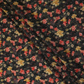 Black Red Yellow Floral Printed Viscose Crepe Fabric 110 Cms Width Soft Flowing Lightweight Dress Material India-D27922