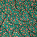Teal Green Pink Floral Printed Viscose Crepe Fabric 110 Cms Width Soft Flowing Lightweight Dress Material India-D27920 Regal Fabrics