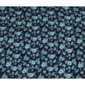 Navy Blue Floral Printed Viscose Crepe Fabric Teal And Grey Blossom Design Soft Flowing Dress Material 110 Cms Width India-D28031