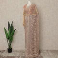 Rose Gold Premium French Metallic Chantilly Lace Saree with Stone Work, 5.5 Mtrs Length, 110 Cms Width, Crafted in France-Blouse Not Included-D26679