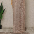 Rose Gold Premium French Metallic Chantilly Lace Saree with Stone Work, 5.5 Mtrs Length, 110 Cms Width, Crafted in France-Blouse Not Included-D26679