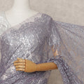 Lavender Premium French Metallic Chantilly Lace Saree Fabric with Stone Work – 5.5 Meters Length, 110 Cms Width, Imported from France-D25722