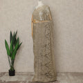 Gold Premium French Metallic Chantilly Lace Saree with Stone Work, 5.5 Mtrs Length, 110 Cms Width, Crafted in France-Blouse Not Included-D26677