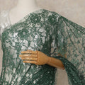 Emerald Green Premium French Chantilly Saree Lace With Stone Work 5.5 Mtrs Length 110 Cms Width Designer Net Fabric Made In France, Blouse Not Included-D28131