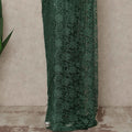 Emerald Green Premium French Chantilly Saree Lace With Stone Work 5.5 Mtrs Length 110 Cms Width Designer Net Fabric Made In France, Blouse Not Included-D28131