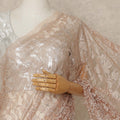 Peach Nude Premium French Chantilly Saree Lace With Stone Work 5.5 Mtrs Length 110 Cms Width Designer Net Fabric Made In France, Blouse Not Included-D28135