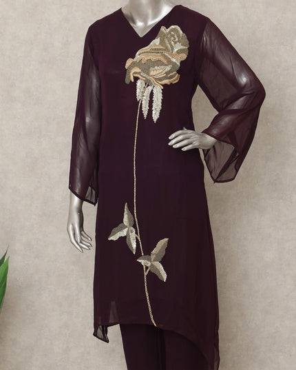 Wine Purple Sequin Co Ord Set Party Wear Women