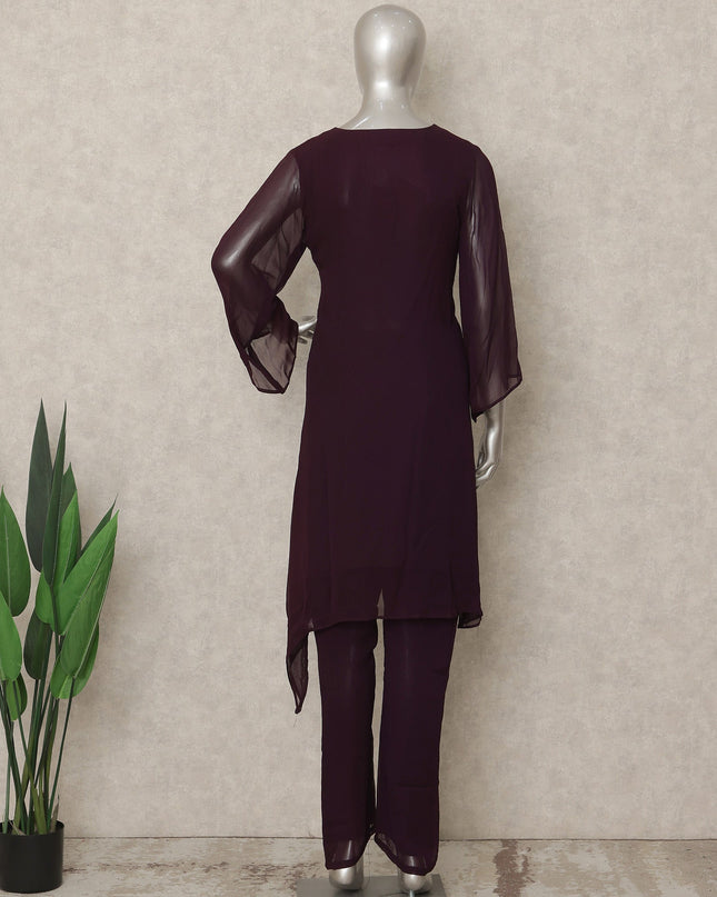 Wine Purple Sequin Co Ord Set Party Wear Women